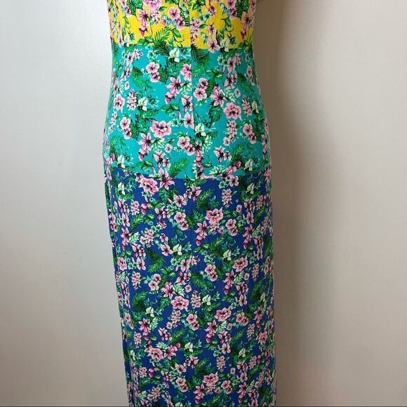 Juicy Couture Ombré Multicolor Crewneck Short Sleeve Floral Maxi Dress size M - Picture 7 of 14